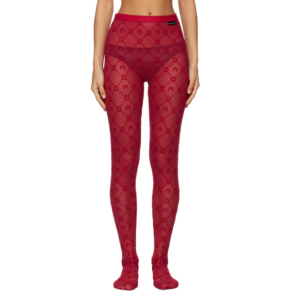  Marine Serre Red Moonogram Mesh Flock Tights 