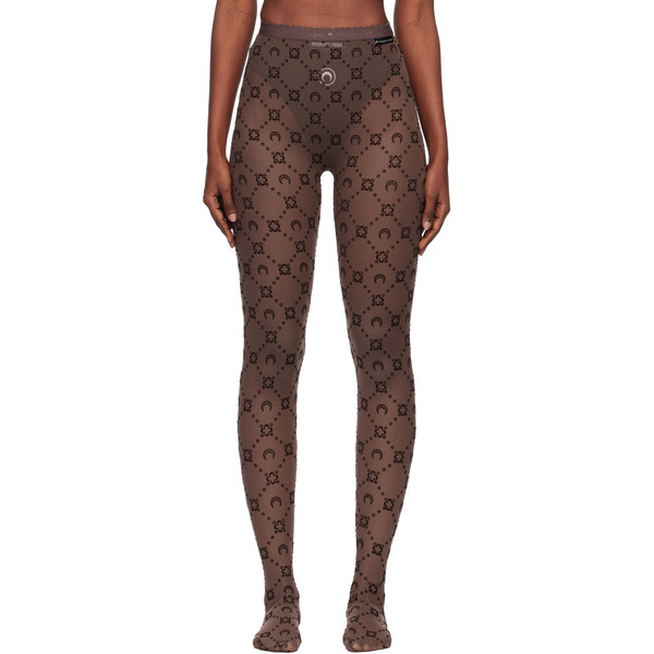  Marine Serre Ssense Exclusive Brown Recycled Mesh Flock Tights 
