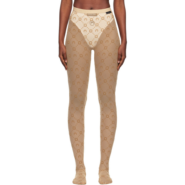  Marine Serre Tan Recycled Mesh Flock Tights 