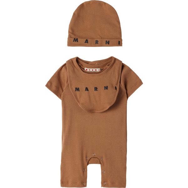  Marni Baby Brown Cotton Bodysuit Set 