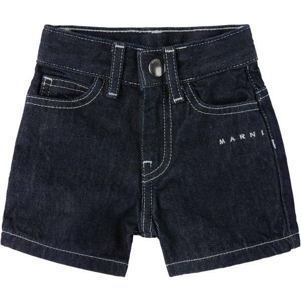  Marni Baby Navy Embroidered-logo Denim Shorts 