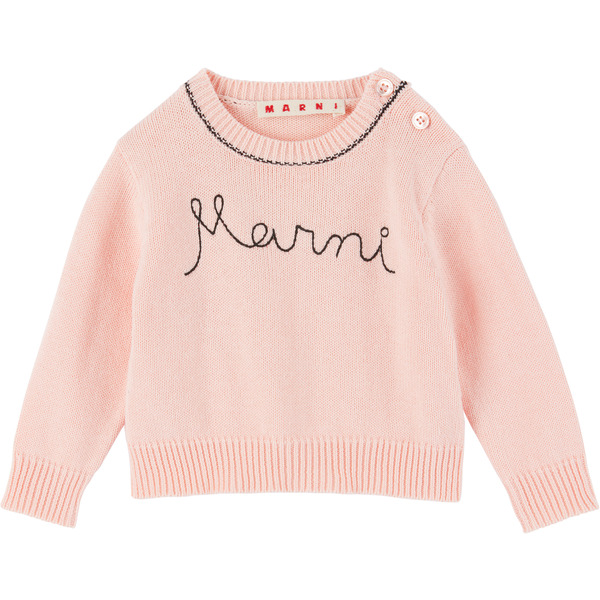  Marni Baby Pink Embroidered Logo Sweater 