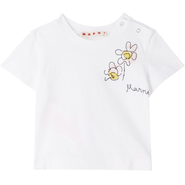  Marni Baby White Printed-logo T-shirt 