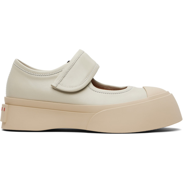  Marni Beige Nappa Leather Mary Jane Ballerina Flats 