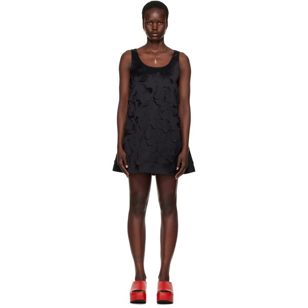  Marni Black Flared Duchess Satin Minidress 