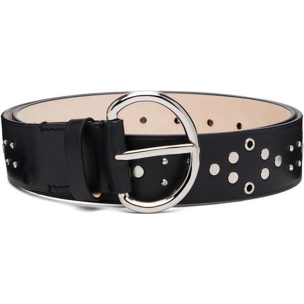  Marni Black Metal Studs Leather Belt 
