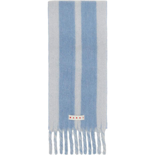  Marni Blue Striped Alpaca Scarf 