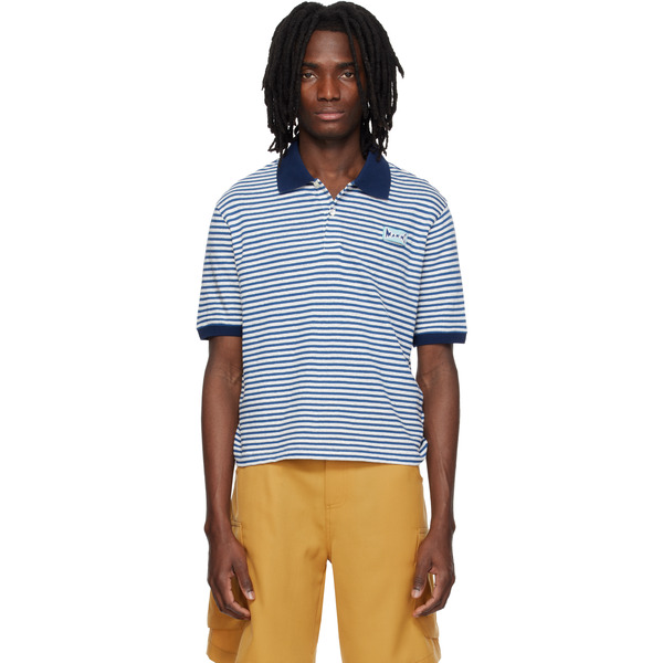  Marni Blue Striped Linen Blend Polo 