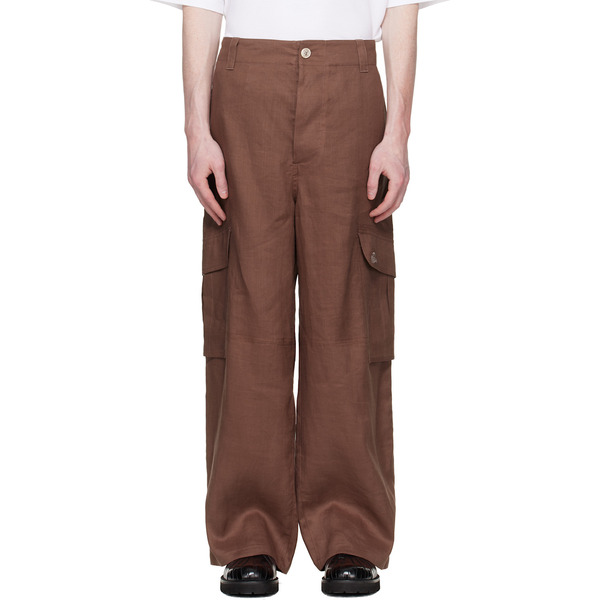  Marni Brown Marni Wave Logo Ramie Cargo Pants 