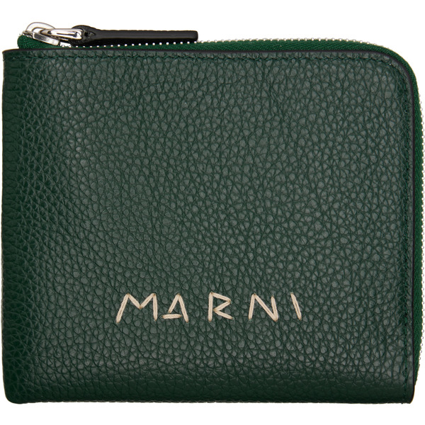  Marni Green 'marni Mending' Embroidery Zip-around Wallet 