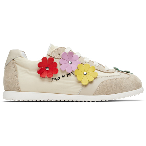  Marni Kids Beige Suede & Taffeta Sneakers 