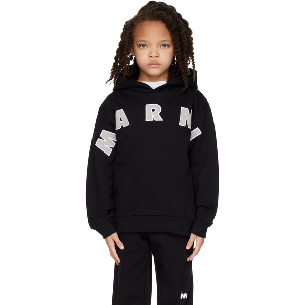  Marni Kids Black Logo Appliqué Hoodie 