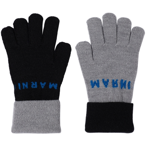 Marni Kids Gray Logo Gloves 