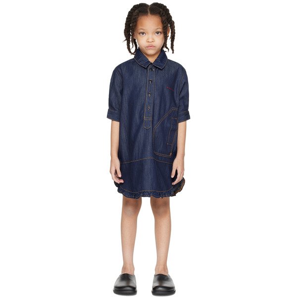  Marni Kids Navy Shirt Denim Dress 