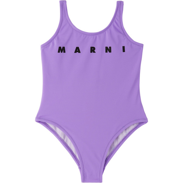  Marni Kids Purple Nylon 'marni' Print Swimsuit 