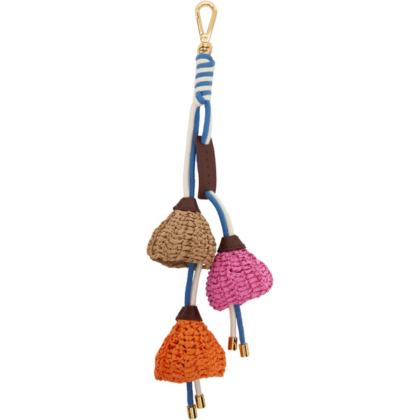  Marni Orange & Pink Paper Raffia Flower Keychain 