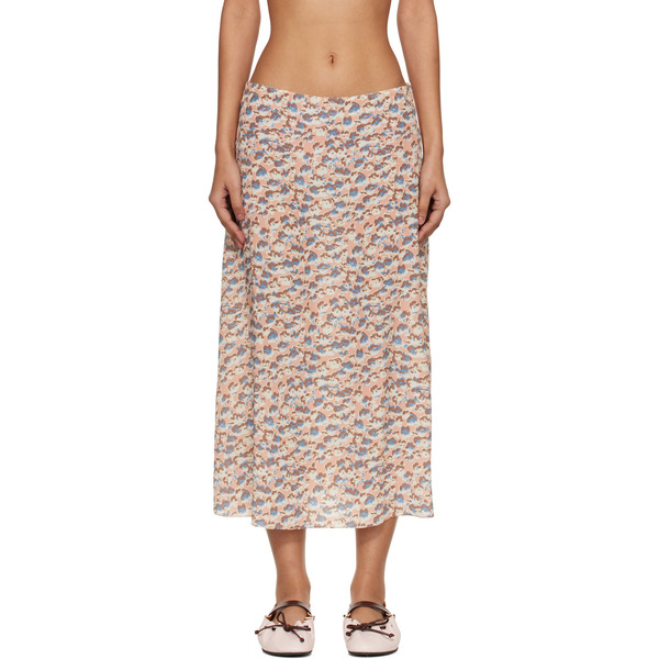  Marni Pink Crêpe De Chine Fluid Anemones Print Midi Skirt 