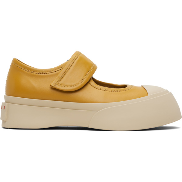  Marni Yellow Nappa Leather Mary Jane Ballerina Flats 