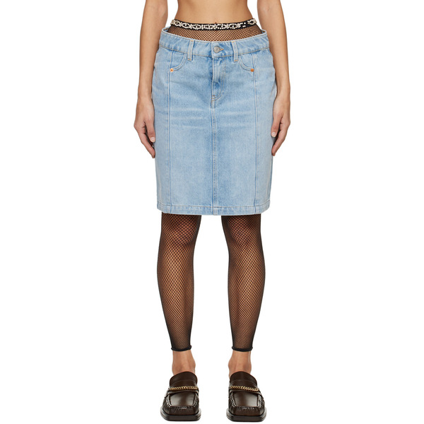  Martine Rose Blue Narrow Front Denim Miniskirt 