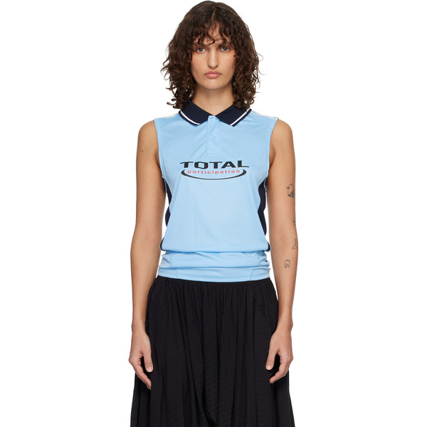  Martine Rose Blue Shrunken Stretch Football Vest Tank Top 