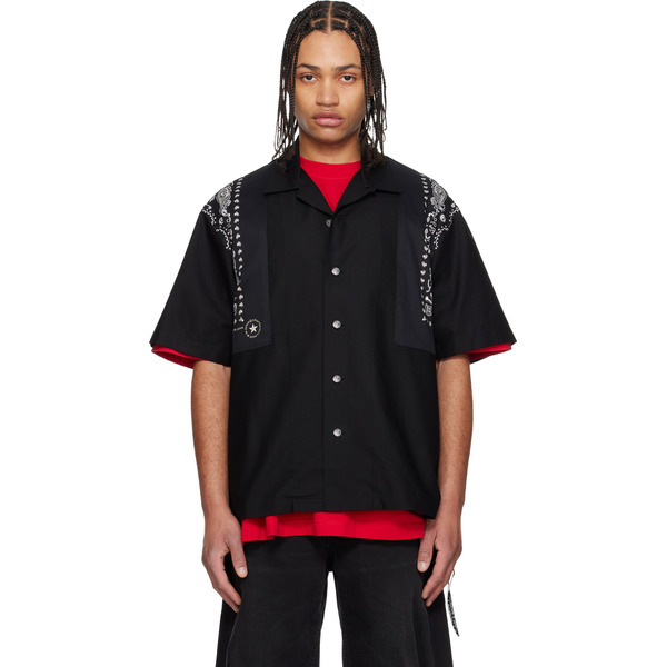  Mastermind Japan Black Bandana Short Sleeve Shirt 