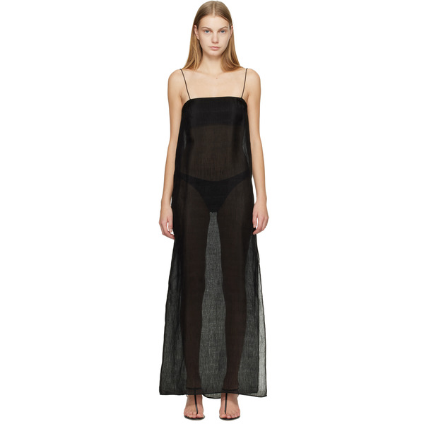  Matteau Black Sheer Cami Maxi Dress 