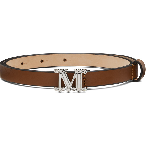  Max Mara Brown Leather Monogram Belt 