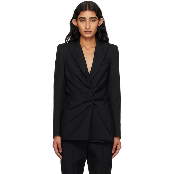  Mcqueen Black Twisted Lapel Blazer 