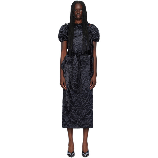  Meryll Rogge Black Creased Midi Dress 