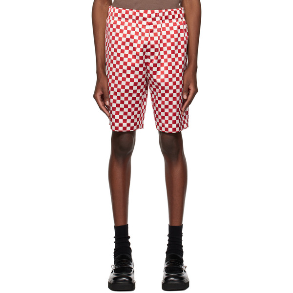  Meryll Rogge Burgundy & White Check Shorts 