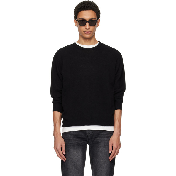  Merz B. Schwanen Black Lightweight Merino Wool-cashmere-silk Sweater 