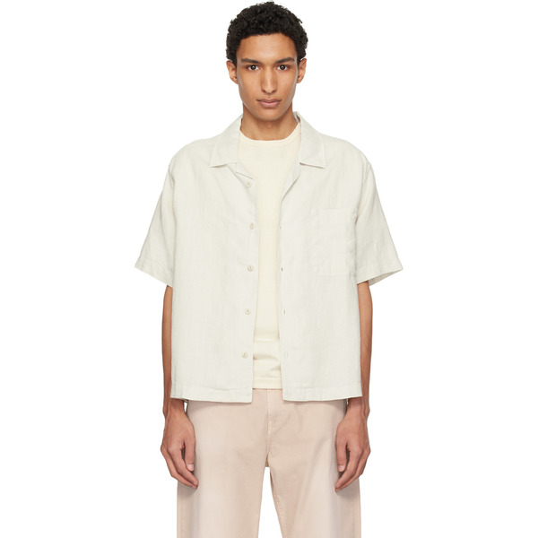  Merz B. Schwanen Off-white Linen Bowling Shirt 