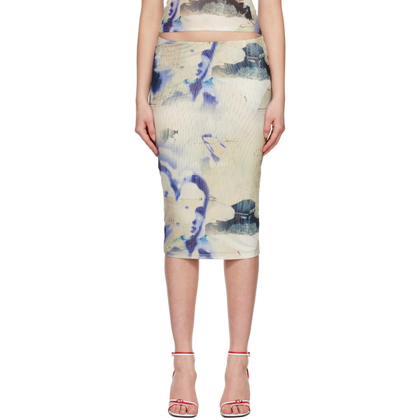  Miaou Beige & Purple Verona Midi Skirt 