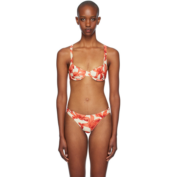  Miaou Beige & Red Luz Bikini Top 