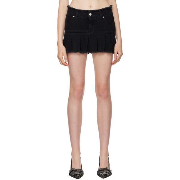  Misbhv Black Pleated Denim Miniskirt 