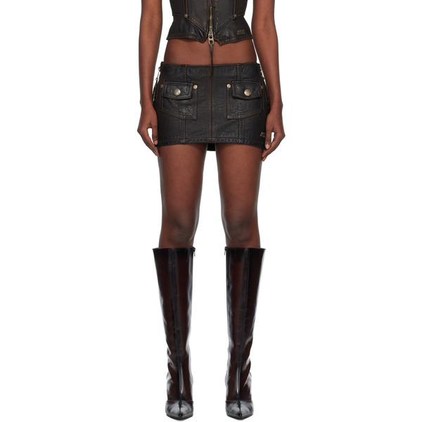  Miss Sixty Black Knwls Edition Leather Miniskirt 