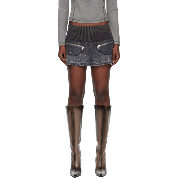  Miss Sixty Black Knwls Edition Ruffled Denim Miniskirt 
