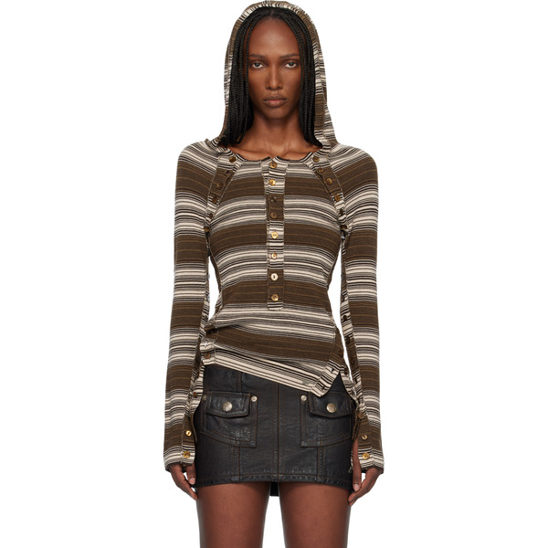  Miss Sixty Brown Knwls Edition Striped Hoodie 