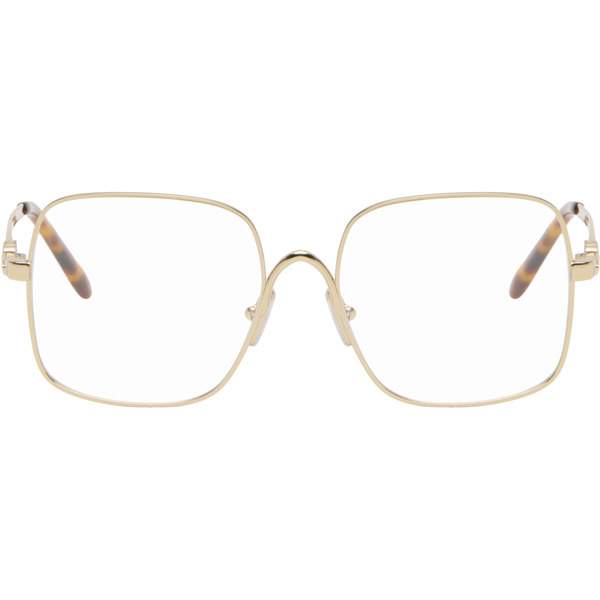  Miu Miu Eyewear Gold Large Square Metal Glasses 