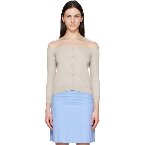  Mm6 Maison Margiela Beige Knit Cardigan 