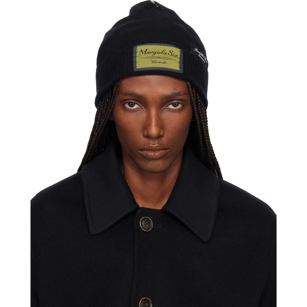  Mm6 Maison Margiela Black Access Labels Story Beanie 