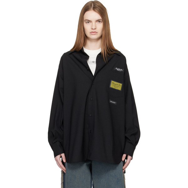  Mm6 Maison Margiela Black Tailored Wool-blend Shirt 