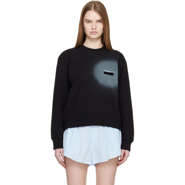  Mm6 Maison Margiela Black Unbrushed Cotton Sweatshirt 