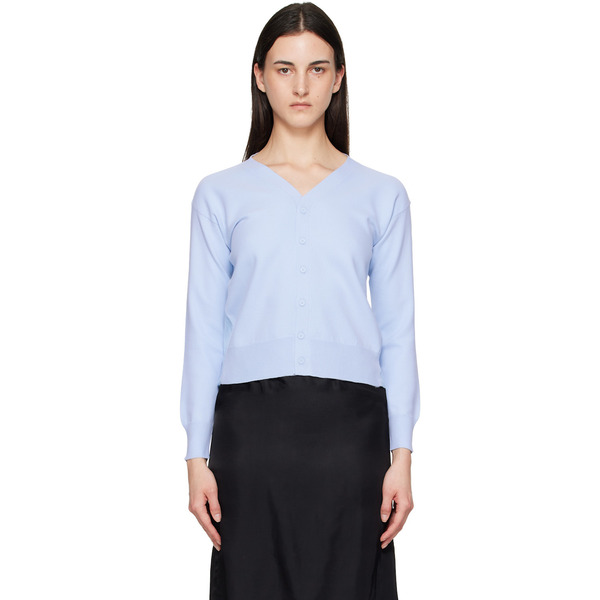  Mm6 Maison Margiela Blue Chiffon Overlay Cardigan 