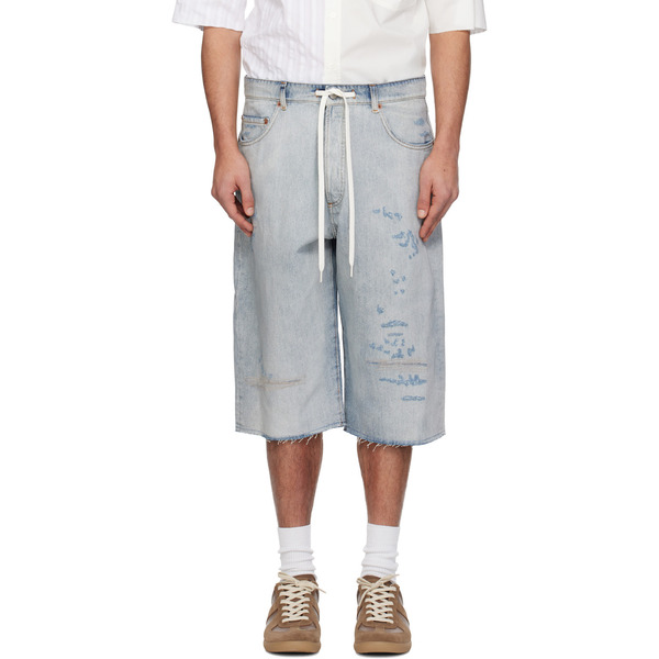  Mm6 Maison Margiela Blue Drawstring Denim Shorts 