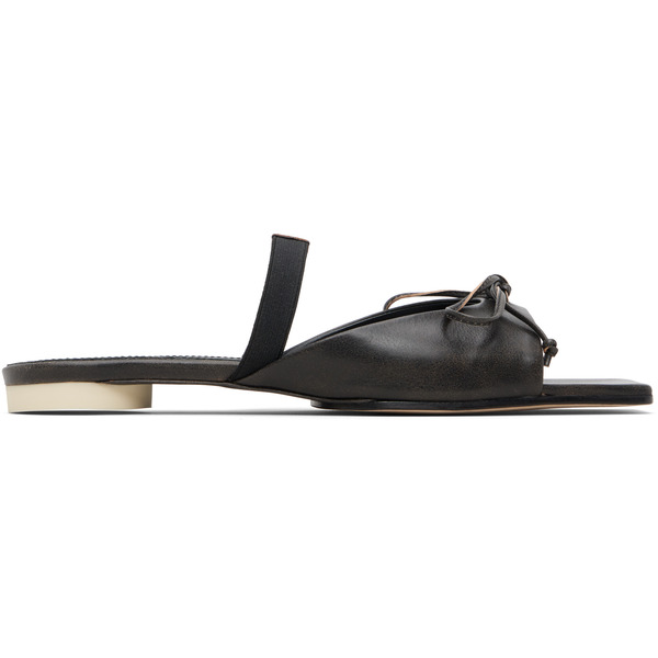  Mm6 Maison Margiela Brown Bow-detailed Leather Slingback Sandals 