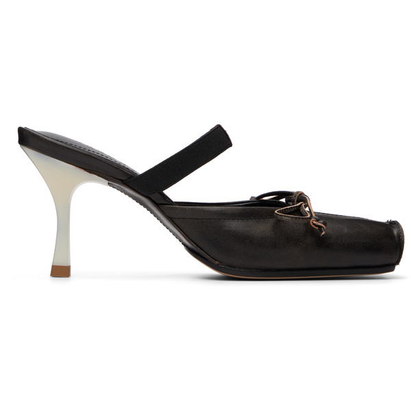  Mm6 Maison Margiela Brown Square-toe Leather Ballerina Mule Heels 