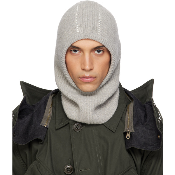  Mm6 Maison Margiela Gray Ribbed Wool Balaclava 