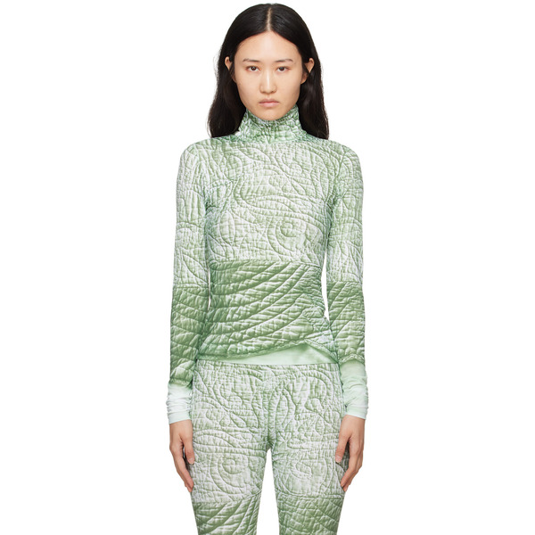  Mm6 Maison Margiela Green Trompe L'œil Turtleneck 