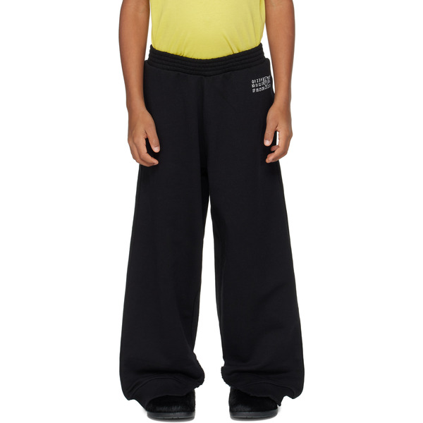  Mm6 Maison Margiela Kids Black Printed-logo Sweatpants 